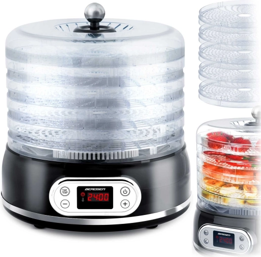 Deshidratador de alimentos Berdsen, 10 l, 5 bandejas, negro