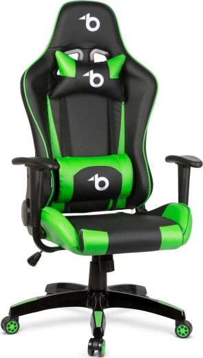 Silla gaming con cojín lumbar y cervical verde