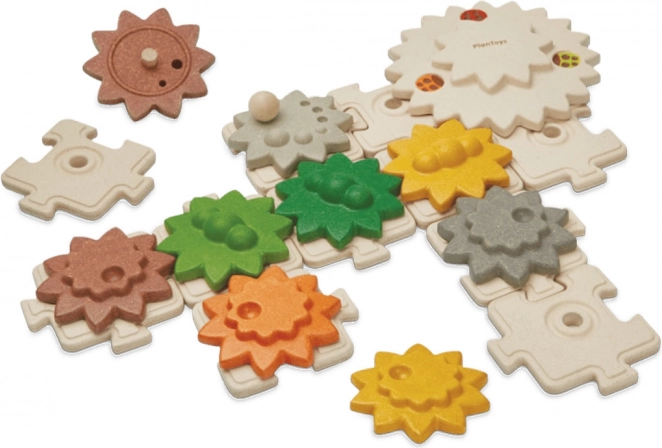 PlanToys set de madera de engranajes y rompecabezas