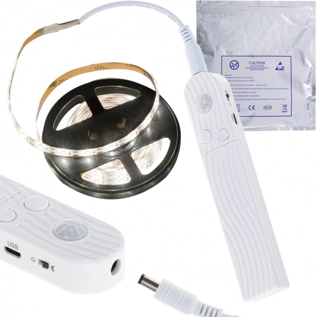 Tira LED con sensor de movimiento para USB y batería 2 m blanco frío