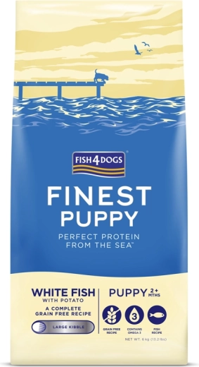 Fish4Dogs pienso seco para cachorros de razas grandes Finest pescado blanco con patatas 6 kg