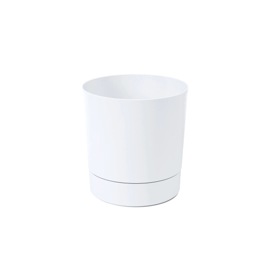 Maceta con plato Aura 14,5 cm blanca