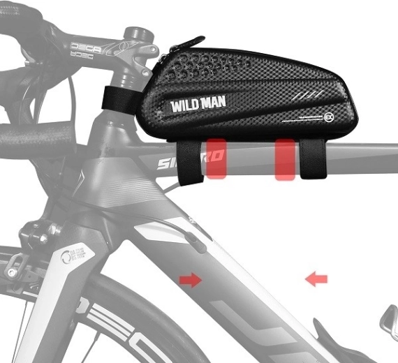 Bolsa para cuadro de bicicleta WildMan EX 1 l con soporte para teléfono, negra
