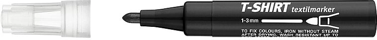 Rotulador para textil negro con punta redonda 1–3 mm