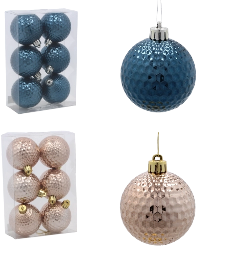 Set de bolas navideñas de 6 cm – granate y dorado beige, 6 uds.