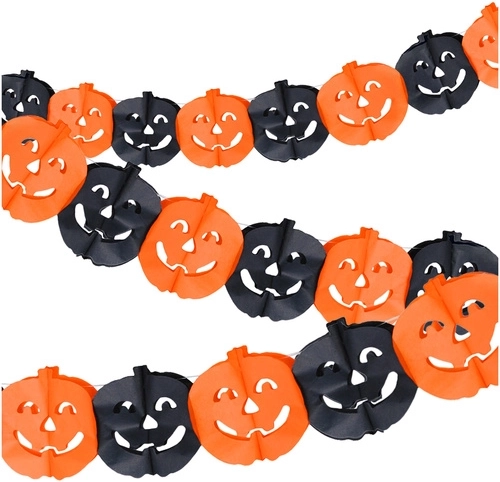 Guirnalda de papel con calabazas para Halloween 3 m Ruhhy - 1 pieza