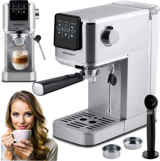 Cafetera de palanca 20 bar Berdsen BD-770 plateada