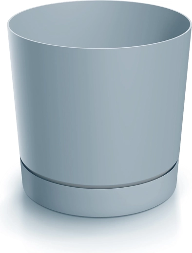 Maceta con plato TUBO P 58 cm gris claro