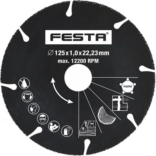 Disco de corte universal 125 × 1,0 × 22,2 mm, de carburo FESTA