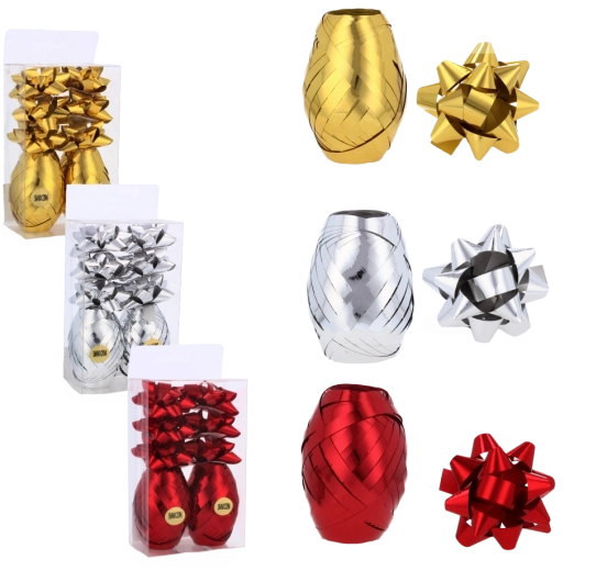 Set para envolver regalos – cinta y lazos de 6 cm