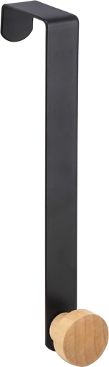 Gancho colgante sencillo para puerta de baño, negro con bambú 20 cm