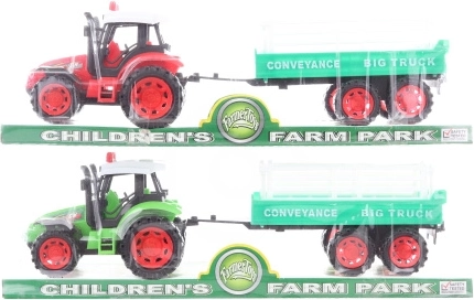Tractor de plástico con volante de inercia y remolque 32 cm
