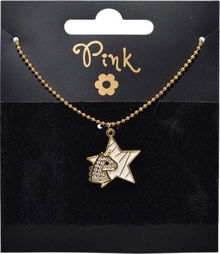 Collar chapado en oro con colgante de estrella y unicornio