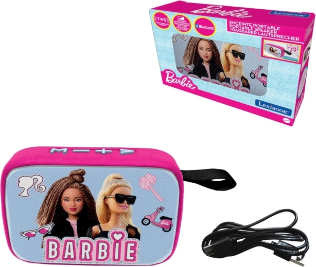 Altavoz Bluetooth portátil LEXIBOOK Barbie con superficie de tela