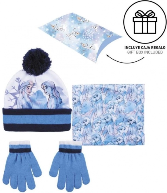 Conjunto de invierno para niña de gorro, guantes y cuello FROZEN 2 con pompón