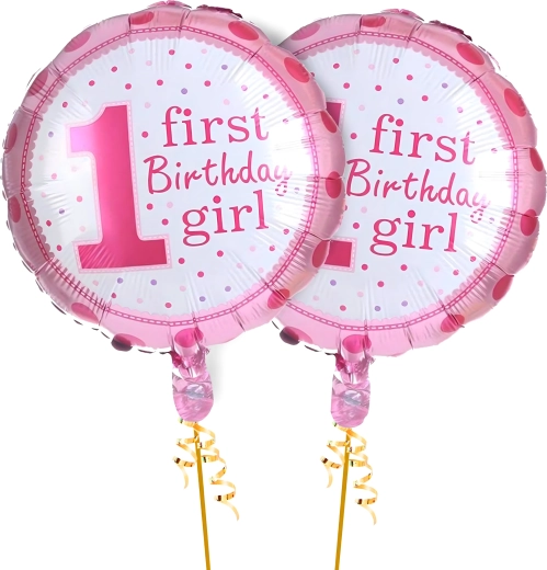 Globos para el 1.º cumpleaños de una niña – set de 5 uds con estrellitas