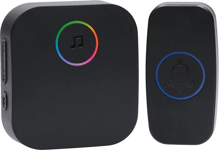 Timbre inalámbrico Solight para enchufe 180 m negro con LED y función learning code