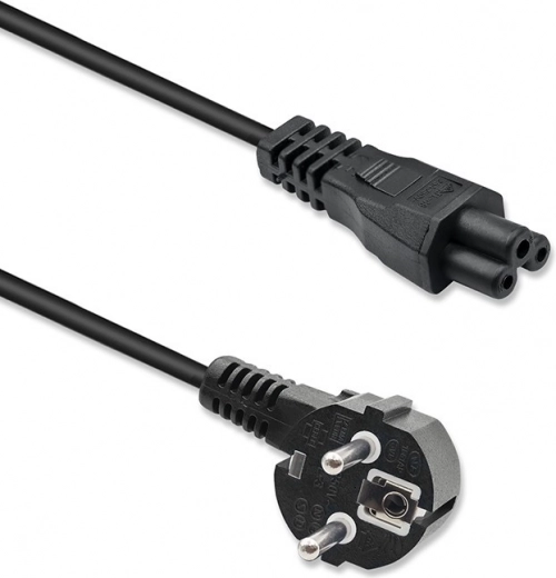 Cable de alimentación en ángulo recto SCHUKO – IEC C5 (trébol) 3×1,0 mm², 1,5 m