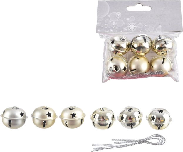 Cascabeles metálicos colgantes en color dorado (6 uds)