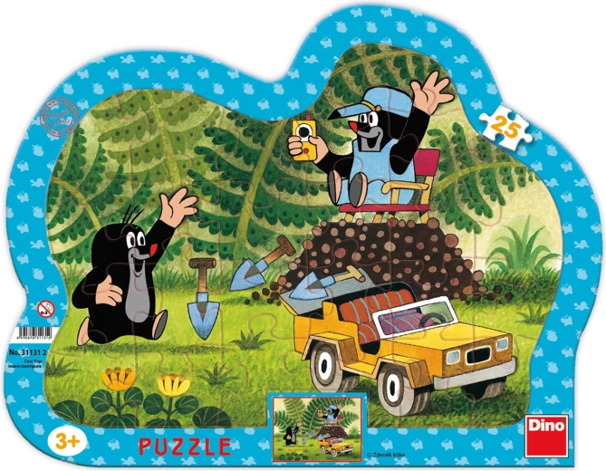 Puzle Dino El Topo con coche amarillo