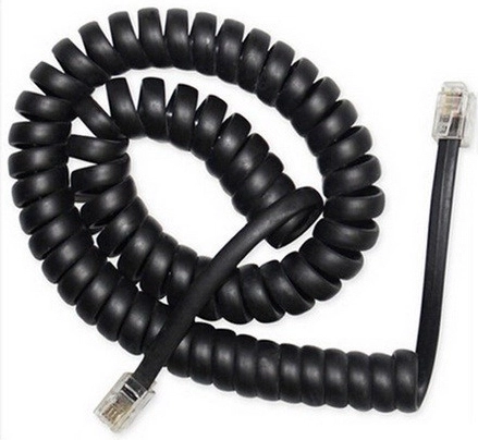 Cable telefónico en espiral RJ10/4P4C 2 m negro