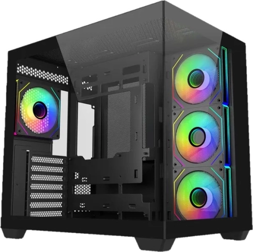 Caja Elite 681 panorámica 270° de vidrio templado, negra