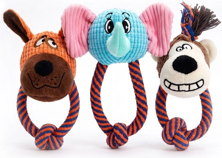 Perro de peluche chirriante para perros con cuerda - 1 unidad