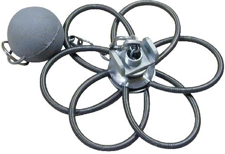 Cepillo deshollinador de chimenea con 6 muelles y pesa, acero inoxidable, 130–230 mm