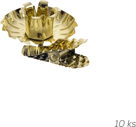 Portavelas navideños metálicos dorados con clip, 10 uds. (diámetro 1,5 cm)