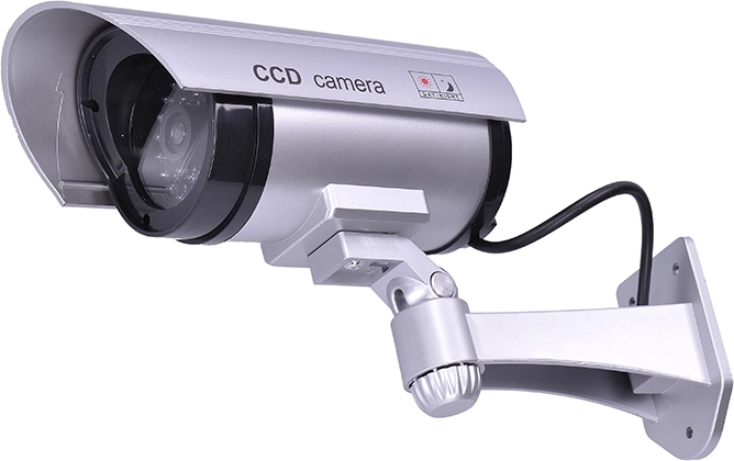 Solight maqueta de cámara de seguridad con diodo LED, IP44, plateada - 1 pieza