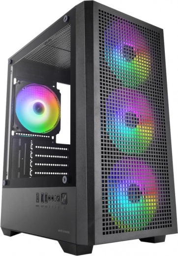 Mars gaming MC-Vector caja mATX negra con 4× ventiladores ARGB