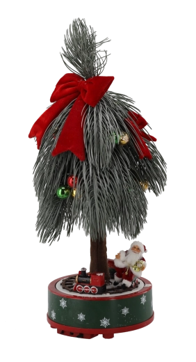 Árbol de Navidad LED con tren, melodías y movimiento, 60 cm