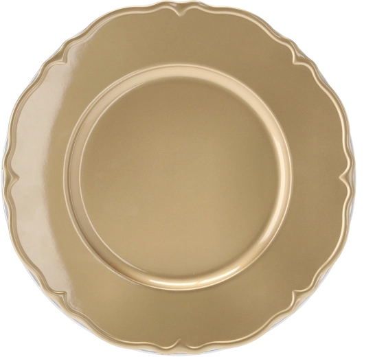 Bajoplato decorativo dorado de 33 cm con borde en relieve
