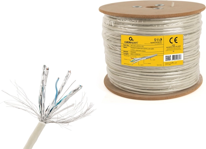 Cablexpert cable LAN apantallado S/FTP Cat 6A LSZH 305 m (conductor macizo)