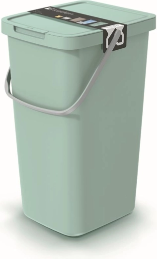 Papelera Systema Q Collect 25 l verde claro con soporte para colgar