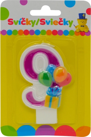 Vela de cumpleaños con globos número 9