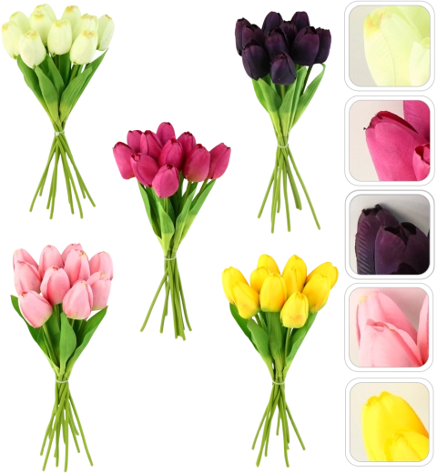 Ramo artificial de tulipanes 10 uds., 30 cm, mezcla de colores