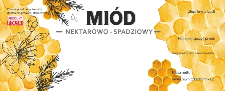 Juego de etiquetas para miel de néctar y mielada 154 × 60 mm, 100 uds