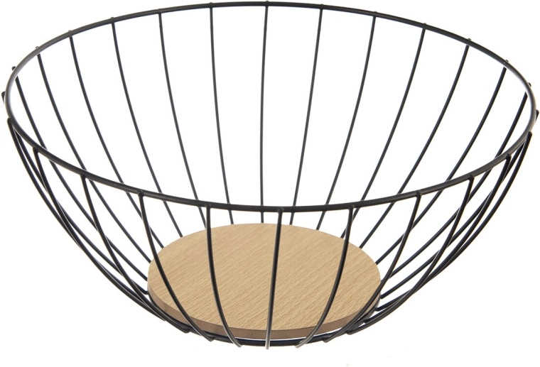 Cesta para fruta Radka de metal y madera 28 cm