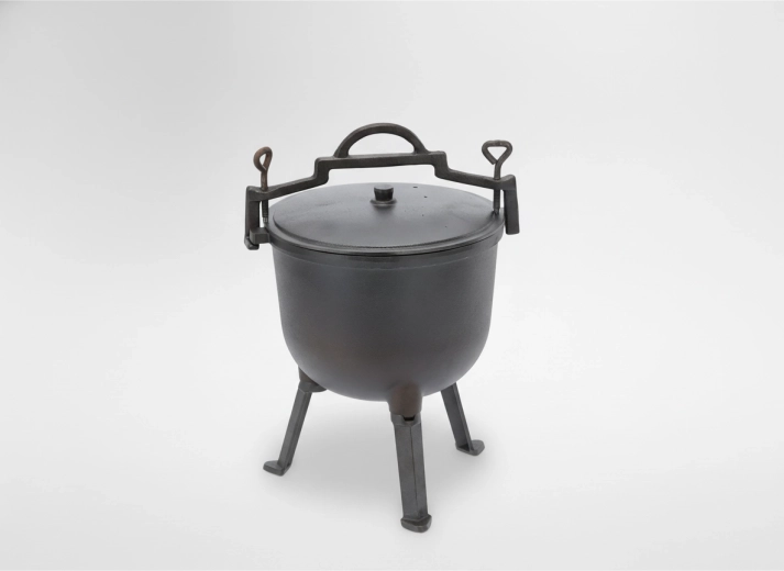 Caldero de hierro para cocina al aire libre de 11 l con tapa y patas
