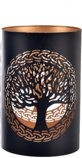 Candelabro metálico TREE negro-dorado 18 cm