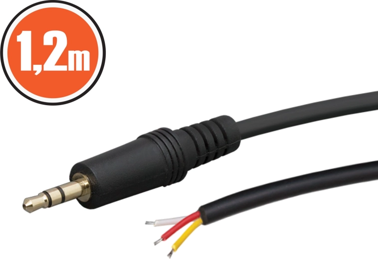 Cable de audio Jack estéreo de 3,5 mm, 1,2 m, negro