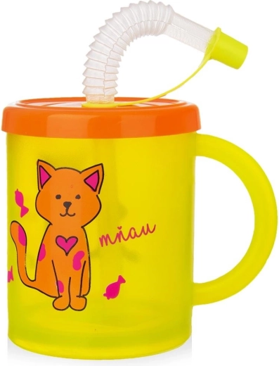 Taza infantil con pajita, gato 260 ml