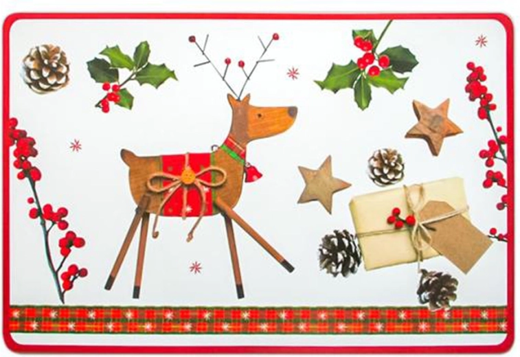 Mantel individual navideño de plástico Toro con reno 28 × 43 cm