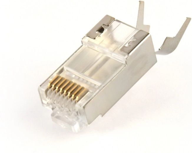 Conectores RJ45 pasantes CAT7 apantallados, chapados en oro 15 µm, paquete de 50 uds