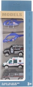 Set de coches de policía metálicos con helicópteros