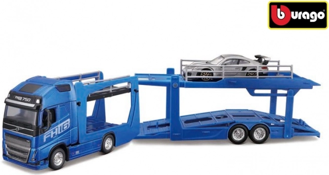 Bburago Street Fire camión con remolque Volvo FH16 y Porsche 911 GT2 RS 1:43