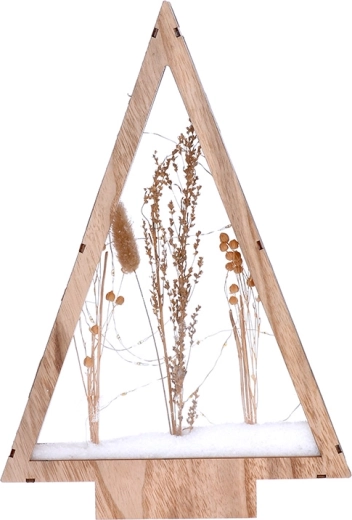 Solight decoración navideña LED de madera, arbolito con flores invernales nevadas, 37 cm - 1 pieza