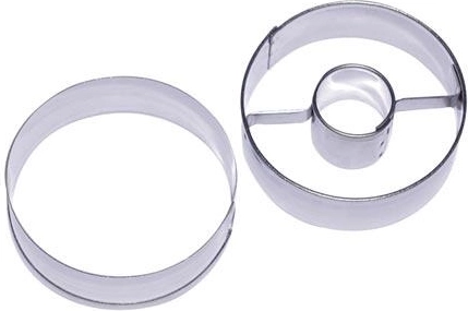 Cortadores de galletas de acero inoxidable, círculo con agujero central 3,5 cm – set de 2 piezas