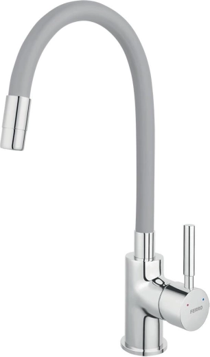 Grifo de fregadero FERRO de sobremesa con brazo elástico, gris plateado/cromo